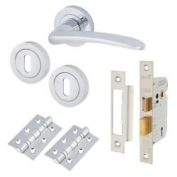 Touchpoint Polished Chrome 3 Lever Sashlock Door Handles on Rose Pack - Eloise Range