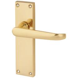 Touchpoint Polished Brass Victorian Straight Latch Door Handles - 155 x 42mm