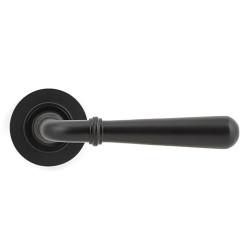 From The Anvil Aged Bronze Door Handles on Round Screw On Rose - Newbury Range