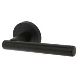 Touchpoint Matt Black Door Handles on Round Rose - Ella Range