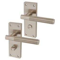 Altro Satin Nickel Reeded Bathroom Door Handles - Lily Range - 155 x 55mm