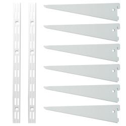 Altro Twin Slot Shelving Kit - 2 x 1000mm Shelf Wall Uprights & 6 x 270mm Shelf Brackets - White
