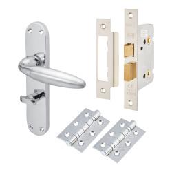 Altro Satin/Polished Chrome Bathroom Lock Door Handles Pack - Florence Range