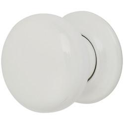 Touchpoint White Porcelain Mortice/Rim Door Knob - 60mm Rose Diameter