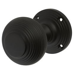 Touchpoint Matt Black Beehive Mortice Door Knob - 60mm Rose Diameter