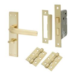 Altro Satin Brass Bathroom Lock Door Handles Pack - Norley Range