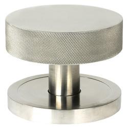 From The Anvil Brompton Satin Stainless Steel Round Knurled Centre Door Knob - 90mm Rose Diameter