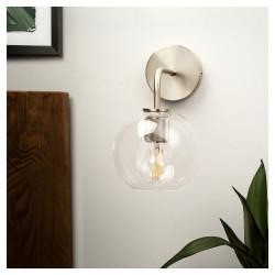 Altro Noord Knurled Indoor Wall Light - Satin Nickel Fittings and Domed Clear Glass Shade