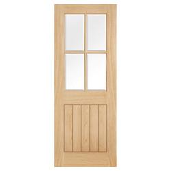 LPD Belize 4 Light Clear Bevelled Glazed Unfinished Solid Internal Door - 1981 x 838 x 35mm - Oak