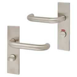 Altro Satin Stainless Steel 19mm Return to Door Bathroom Door Handles - Square - 57mm c/c - RH