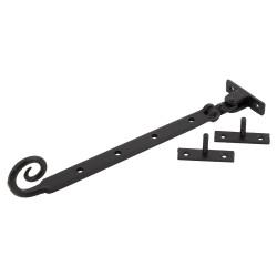 Olde Forge Monkey Tail Casement Window Stay - 10"/260mm Length - Antique Black Iron