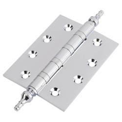 Finial Washered Butt Door Hinge - 100 x 75 x 2mm - Polished Chrome - Pair