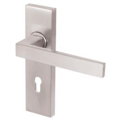 Heritage Brass by M Marcus Satin Chrome Keyhole Lock Door Handles - Delta Range - 157 x 43mm