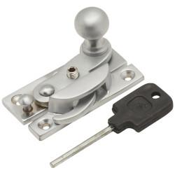 Altro Narrow Keep Locking Hook Claw Sash Window Fastener with Knob - 63 x 20mm - Satin Chrome