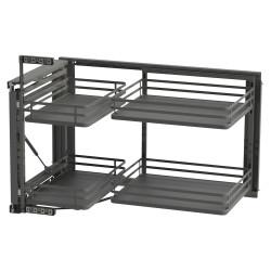 Emuca Titane Mec Corner Pull Out Organiser - Cabinet Width 864 - 964mm - Anthracite Grey