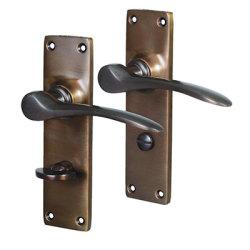 Hampstead Antique Bronze Bathroom Door Handles - Buckingham Range - 152 x 41mm