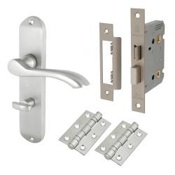 Touchpoint Satin Chrome Scroll Bathroom Lock Door Handles Pack - Ancona Range