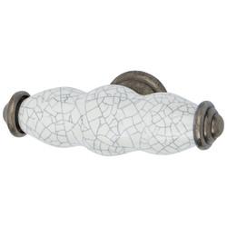 Hampstead 24mm Porcelain Crackle Glaze Shutter T-Bar Cabinet Knob - 76 x 24mm - Pewter Effect