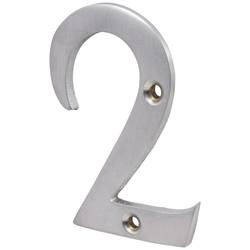76mm Screw Fix Door Numeral - 2 - Satin Chrome