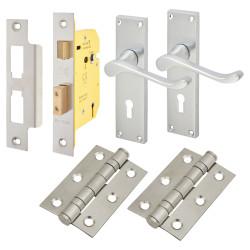Touchpoint Satin Chrome Victorian Scroll 3 Lever Sashlock Door Handles Pack