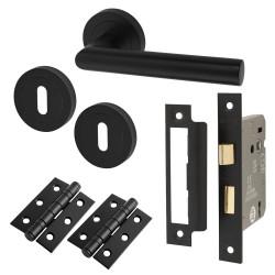 Altro Matt Black 3 Lever Sashlock Door Handles on Rose Pack - Emily Range