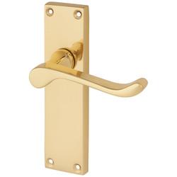 Touchpoint Polished Brass Victorian Scroll Latch Door Handles - 155 x 42mm
