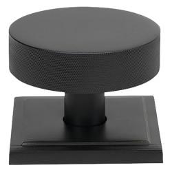 From The Anvil Brompton Matt Black Round Knurled Centre Door Knob on Square Rose - 90 x 90mm Rose