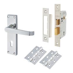 Touchpoint Polished Chrome Budget Straight 3 Lever Sashlock Door Handles Pack - Mia Range