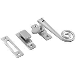 Hampstead Open Curl Mortice & Hook Plate Casement Window Fastener - Reversible - Soft Satin Chrome
