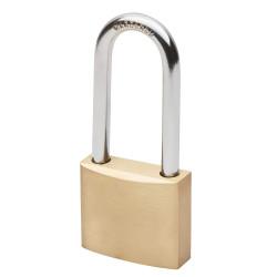Watchman by Squire Long Shackle Padlock - 50mm Body - 52 x 28mm Shackle - Keyed to Differ - Brass