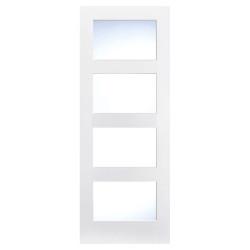 LPD Shaker 4 Light Clear Glazed Primed Solid Internal Door - 2040 x 726 x 40mm - White