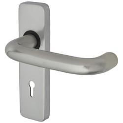 Touchpoint Satin Aluminium 19mm Return to Door Keyhole Lock Door Handles - Puma Range - 155 x 40mm