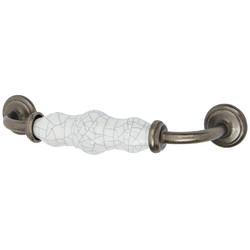 Hampstead 24mm Porcelain Crackle D-Bar Cabinet Pull Handle - 128mm Centres - Pewter Effect