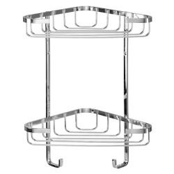 Croydex Wirework Small Corner Shower Basket - Two Tier - 285 x 230 x 135mm - Stainless Steel