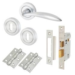 Touchpoint Satin Chrome 3 Lever Sashlock Door Handles on Rose Pack - Morgan Range