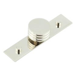 Hoxton by Frelan Sturt Grooved Round Cabinet Knob on Plain Backplate - 40mm Diameter - Polished Nickel