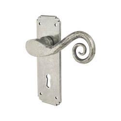 Olde Forge Pewter Monkey Tail Keyhole Lock Door Handles - 152 x 50mm