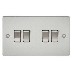 Knightsbridge 10AX 4 Gang 2 Way Flat Plate Light Switch - Brushed Chrome