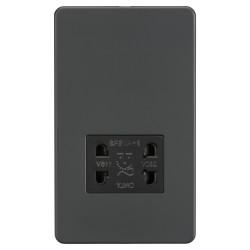 Knightsbridge 115/230V Screwless Flat Plate Dual Voltage Shaver Socket - Anthracite & Black Insert
