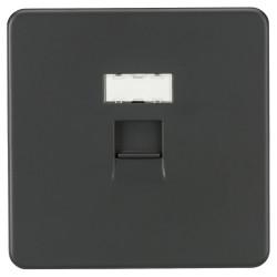 Knightsbridge 1 Gang Screwless Flat Plate RJ45 Data Socket - Anthracite Grey