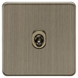 Knightsbridge 10AX 1 Gang Screwless Flat Plate Intermediate Toggle Light Switch - Antique Brass