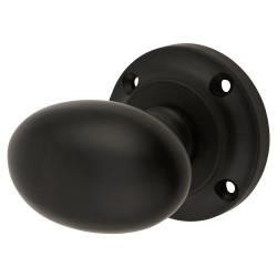 Altro Matt Black Oval Mortice Door Knob - 57mm Rose Diameter