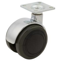 Coldene Twin Wheel Furniture Castor - Swivel - 80kg Max Weight - 50mm Diameter - Black