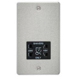 Knightsbridge 115/230V Flat Plate Dual Voltage Shaver Socket - Brushed Chrome with Black Insert