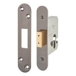 Altro Architectural Euro Profile Deadlock - 65mm Case - 44mm Backset - Radius - Black Nickel