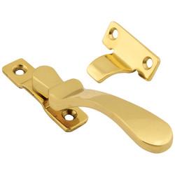 Hampstead Victorian Wedge Casement Window Fastener - Reversible - Polished Brass