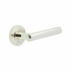 Burlington by Frelan Polished Nickel Fire Rated Door Handles on Round Chamfered Rose - Richmond Range