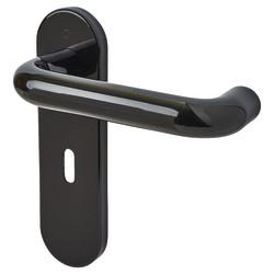 Hoppe AR600/22 Ebony Black Nylon Steel Core Safety Keyhole Lock Door Handles - Paris Range