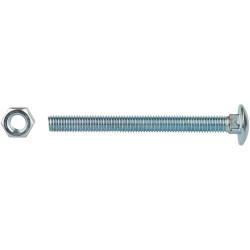 Carriage / Coach Bolt with Nut - M8 x 130mm - Zinc Plated - Pack of 5