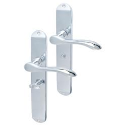 Hampstead Polished Chrome Bathroom Door Handles - Long Plate - Altea Range - 240 x 41mm